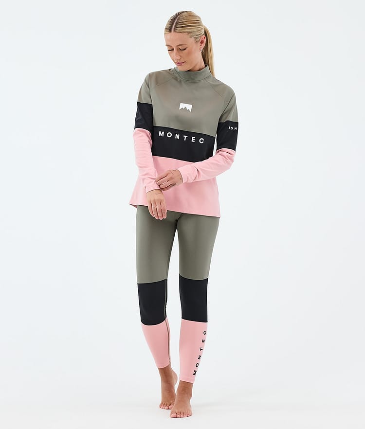 Montec Alpha W Superundertøy overdel Dame Greenish/Black/Soft Pink, Image 3 of 5