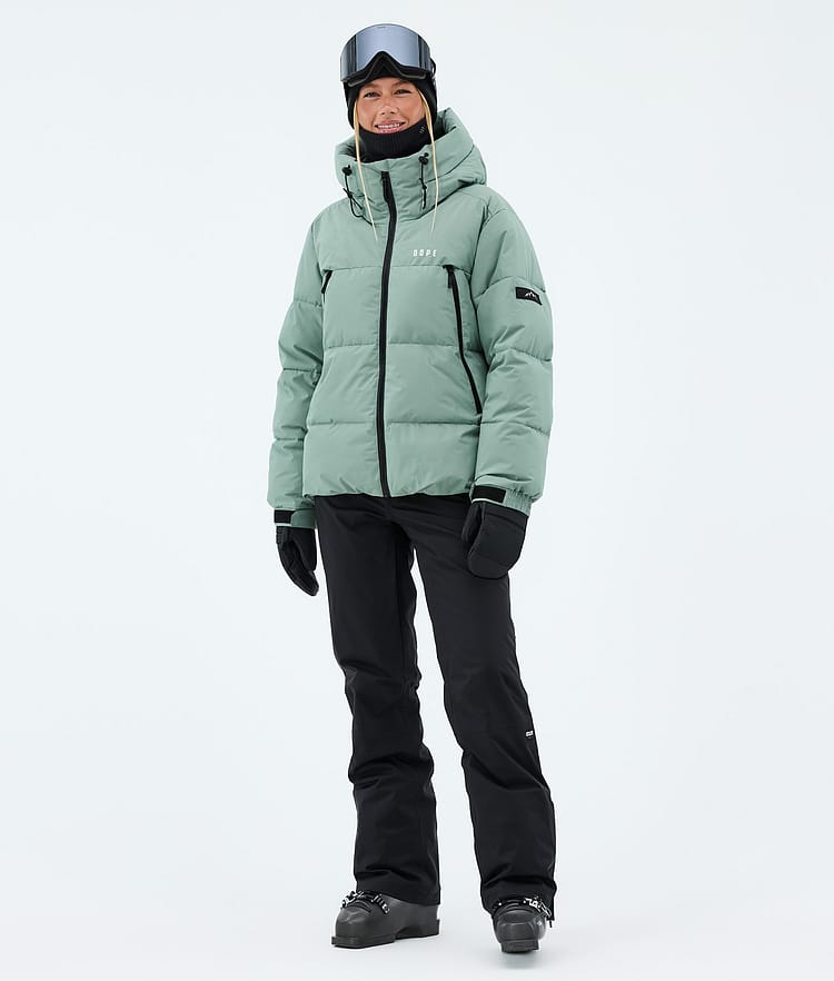 Dope Puffer W Full Zip Skijakke Dame Faded Green, Bilde 2 av 8