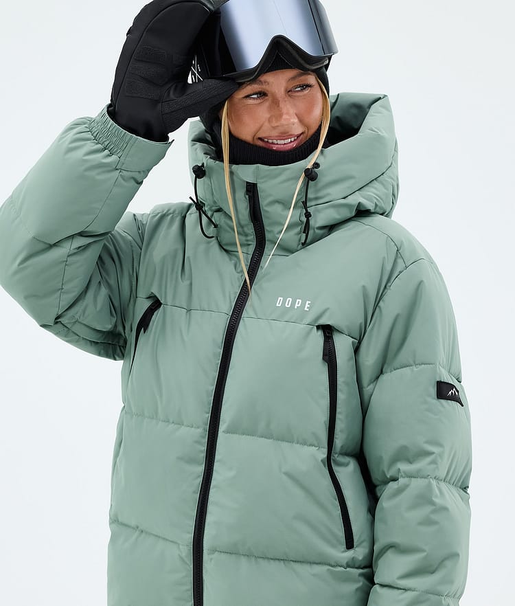 Dope Puffer W Full Zip Skijakke Dame Faded Green, Bilde 4 av 8