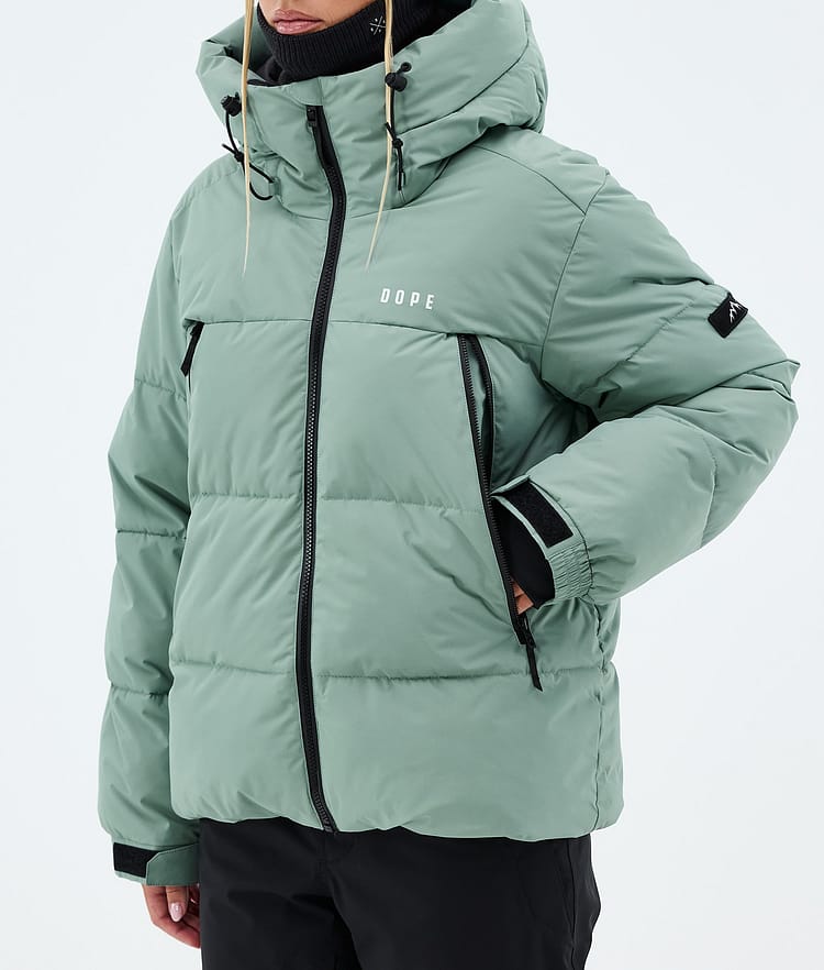 Dope Puffer W Full Zip Skijakke Dame Faded Green, Bilde 7 av 8