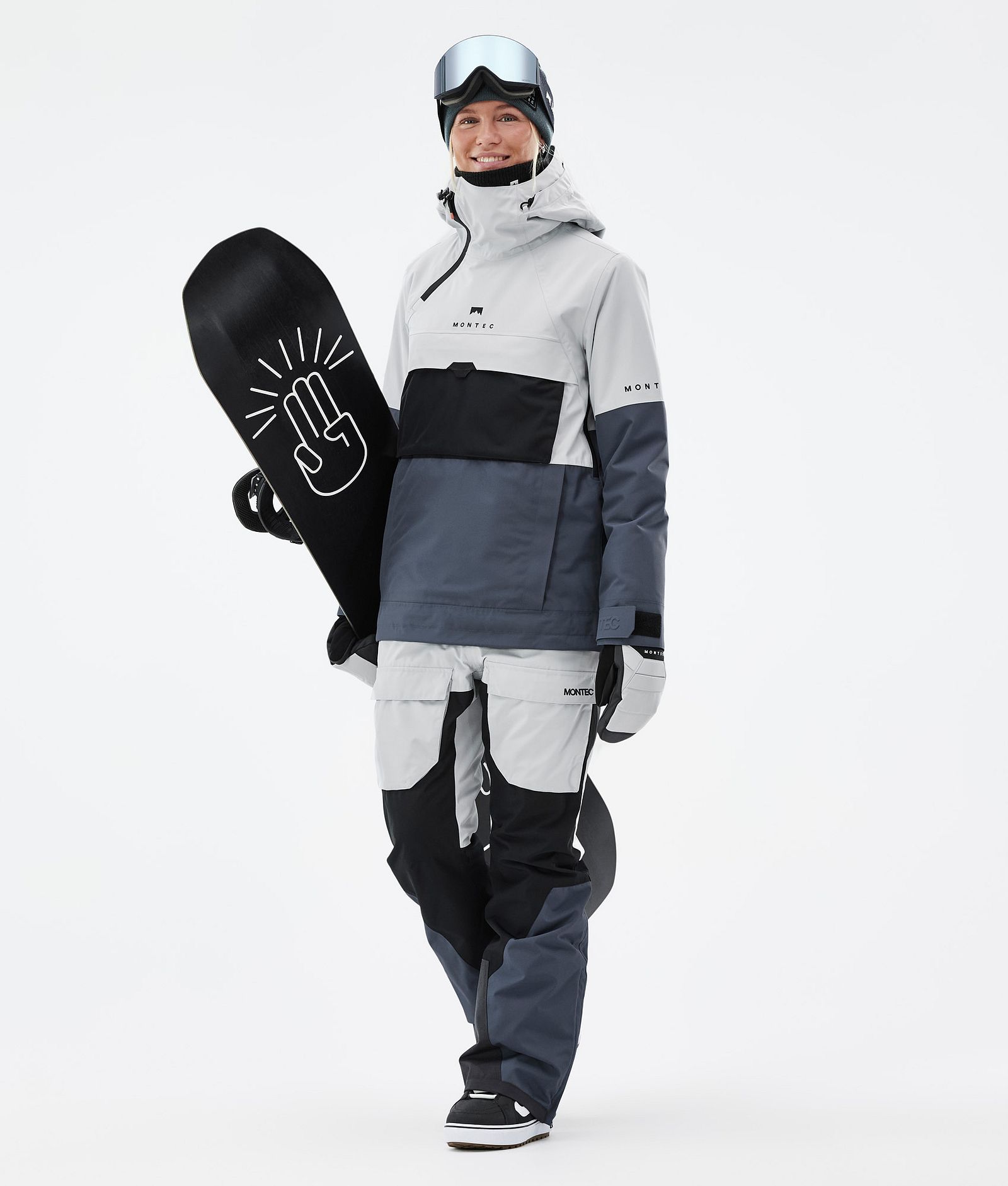 Montec Dune W Snowboardoutfit Dame Light Grey/Black/Metal Blue